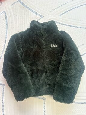 Kith Dark Green Plush Faux-Fur Puffer Jacket for Kids